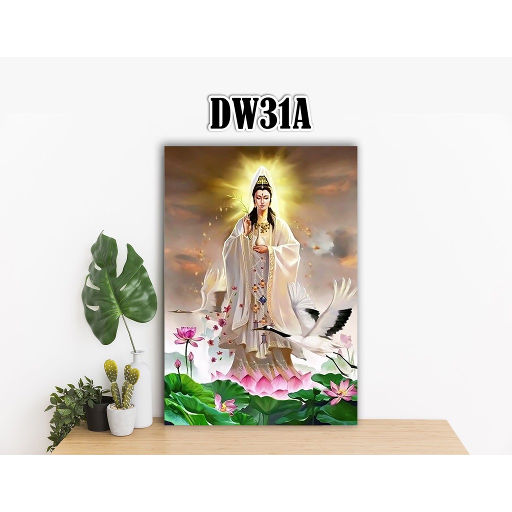 wall decor budha poster kayu dewi kwan im dewi welas asih