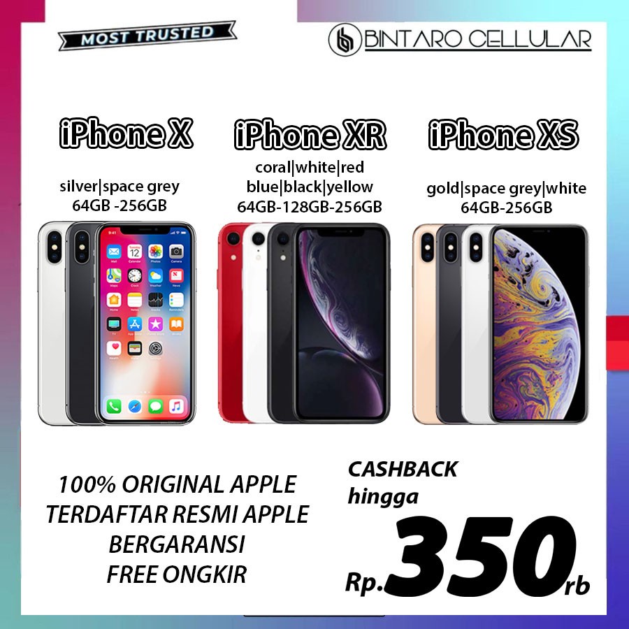 iPhone X  XR  XS 64GB 128GB 256GB Second Original Terdaftar Resmi