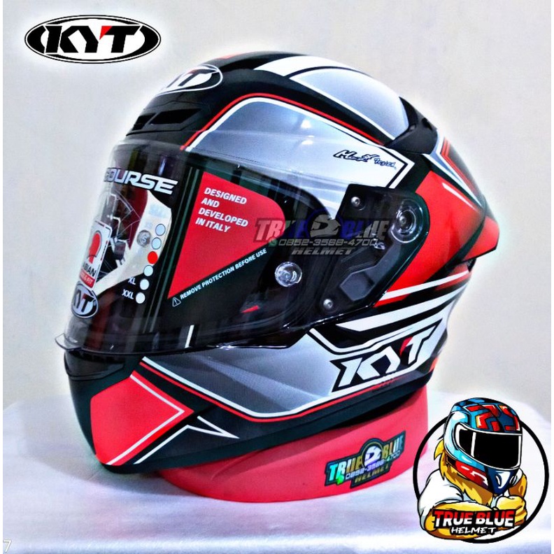 Helm KYT TT Course / KYT TTC Original (Ongkir Termurah 2Kg)-Tourist Red Fluo