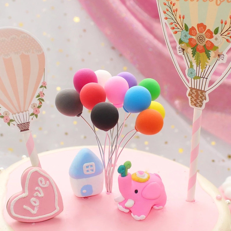 Hot Sale/Dessert Card 8Pcs/bunch Kreatif DIY Alat Kue Clay Balon Baking Dekorasi Balon Warna-Warni Hiasan Kue Untuk Pesta Ulang Tahun Pernikahan