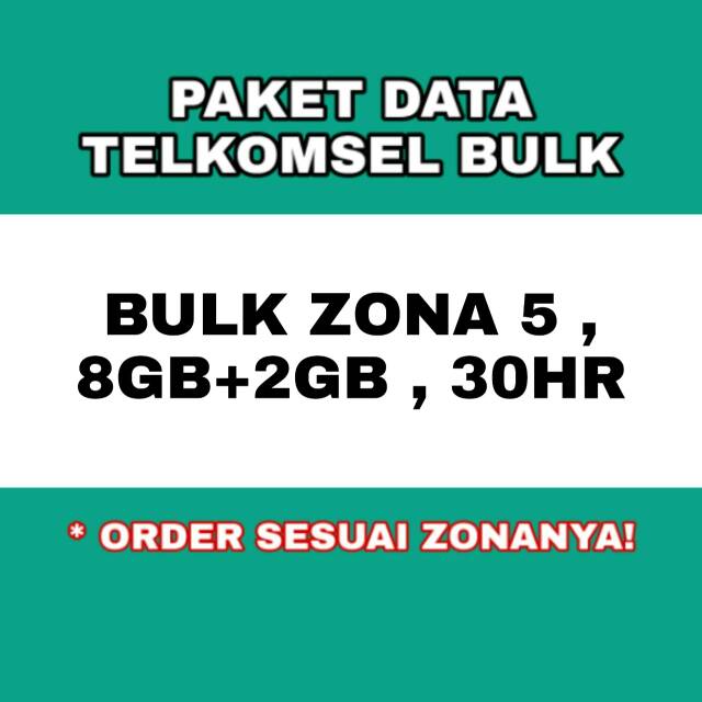 Paket data telkomsel bulk zona 5 8gb plus 2gb paket telkomsel bulk sebulan