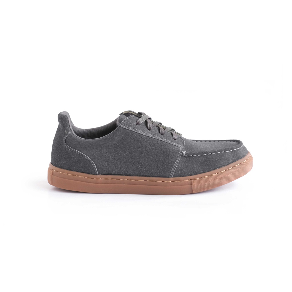 Sepatu Sneakers Kulit - Winshor - Denver - Grey Suede Gum