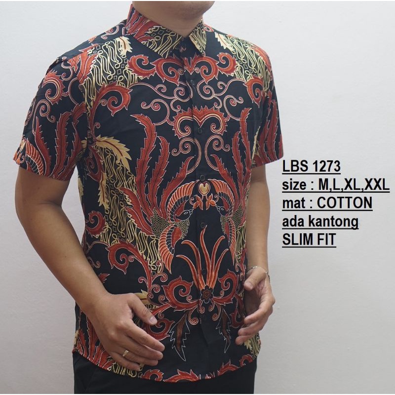 READY XXL BATIK PRIA SLIMFIT LENGAN PENDEK ORIGINAL LUIGI BATANI