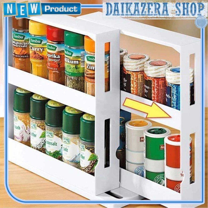 Rak Botol Bumbu Dapur Spice Bottle Storage Rack 2 Layer - G56 - Putih