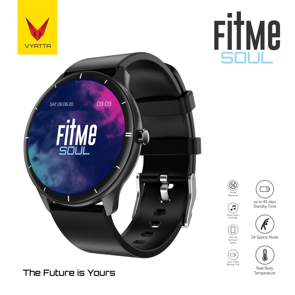 VYATTA Fitme Soul Smartwatch Zinc Alloy Custom Watch Face 24 Sports Mode IP68 Body Temperature SPO2