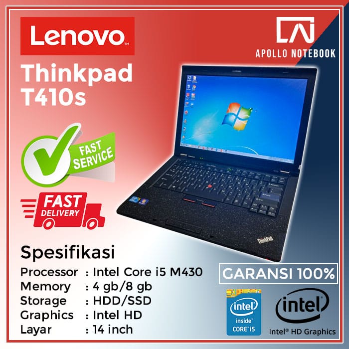 Lenovo Thinkpad T410s Intel Core i5 - Bergaransi Murah