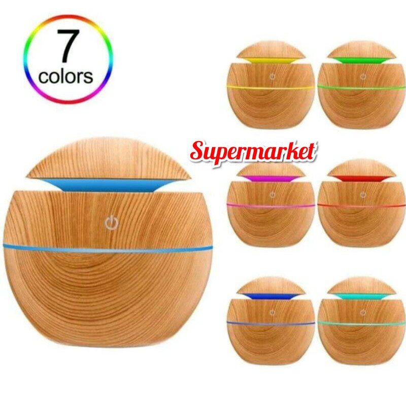 Air Humidifier Essential Oil Diffuser Aroma Terapi Bulat Motif Kayu