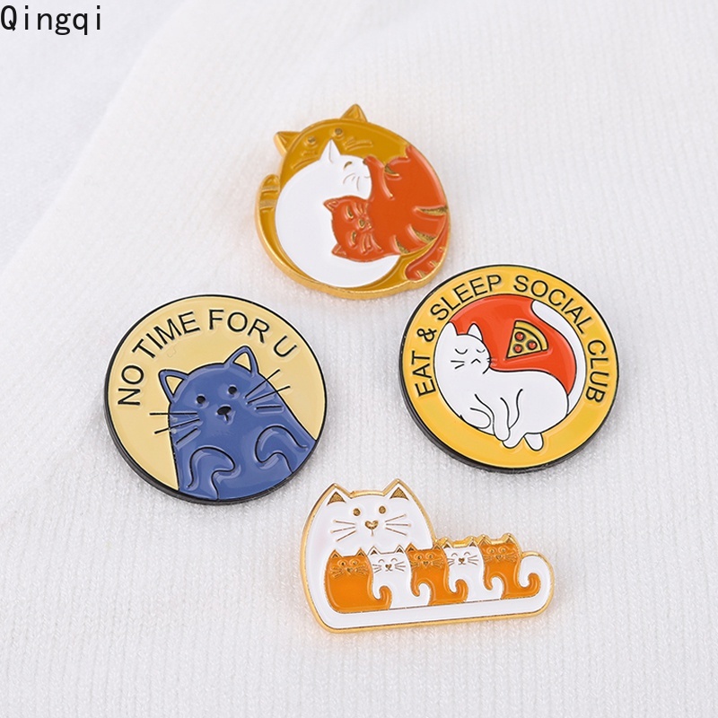 Bros Pin Enamel Bentuk Kartun Hewan Kucing Untuk Anak