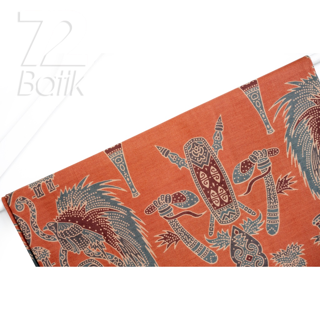 KAIN BATIK PREMIUM Bahan Katun Motif Burung Warna Orange Coklat 723871 Cap 72 Jarik Jarit Samping Kebat Panjang Batik Katun Modern Premium Bahan Seragam Batik Pernikahan Kantor Keluarga Murah Kamen Jadi Batik Bali Lembaran