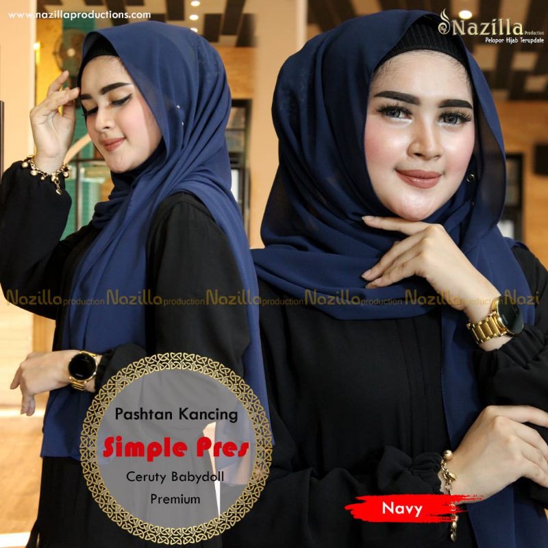 Jilbab Pashmina Instan Simpel Pres Kancing Ori Nazilla