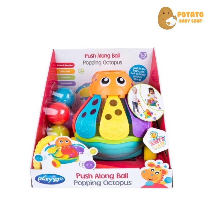 Playgro Pushalong Ball Popping Octopus