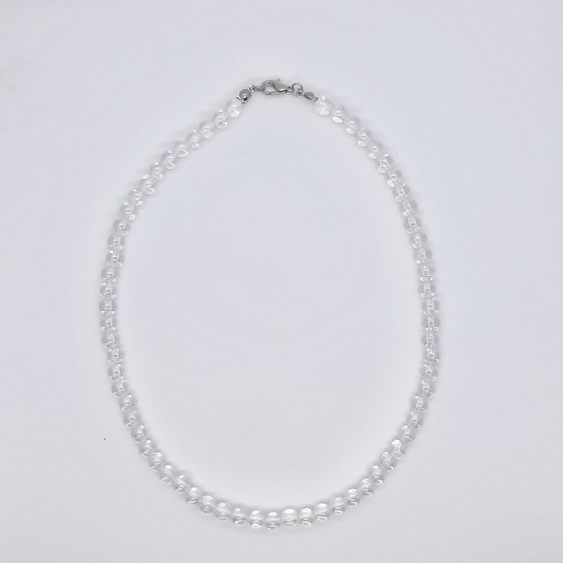 Kalung Mutiara Bening 6mm Pria Wanita Glass Pearl Necklace