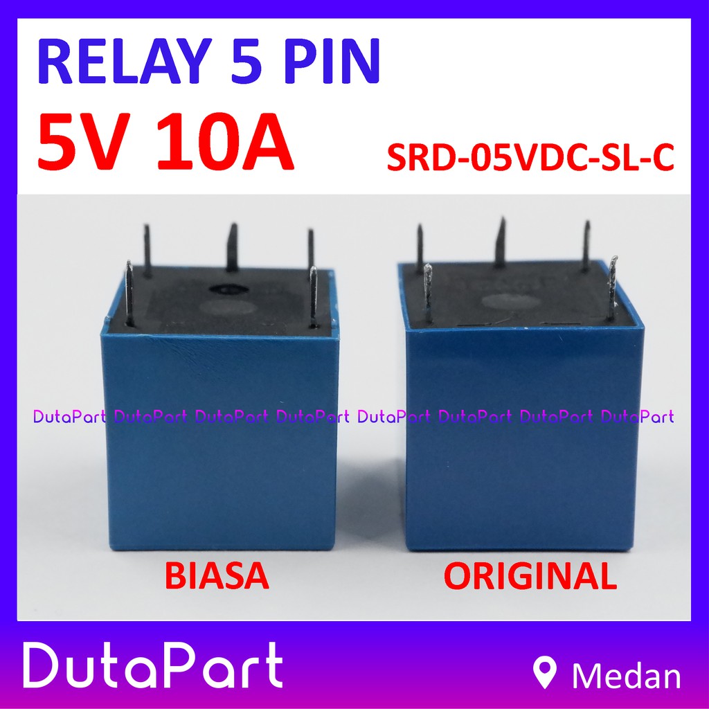 Relay 5V 10A ORIGINAL SONGLE SRD-05VDC-SL-C 5 PIN Kaki 5P