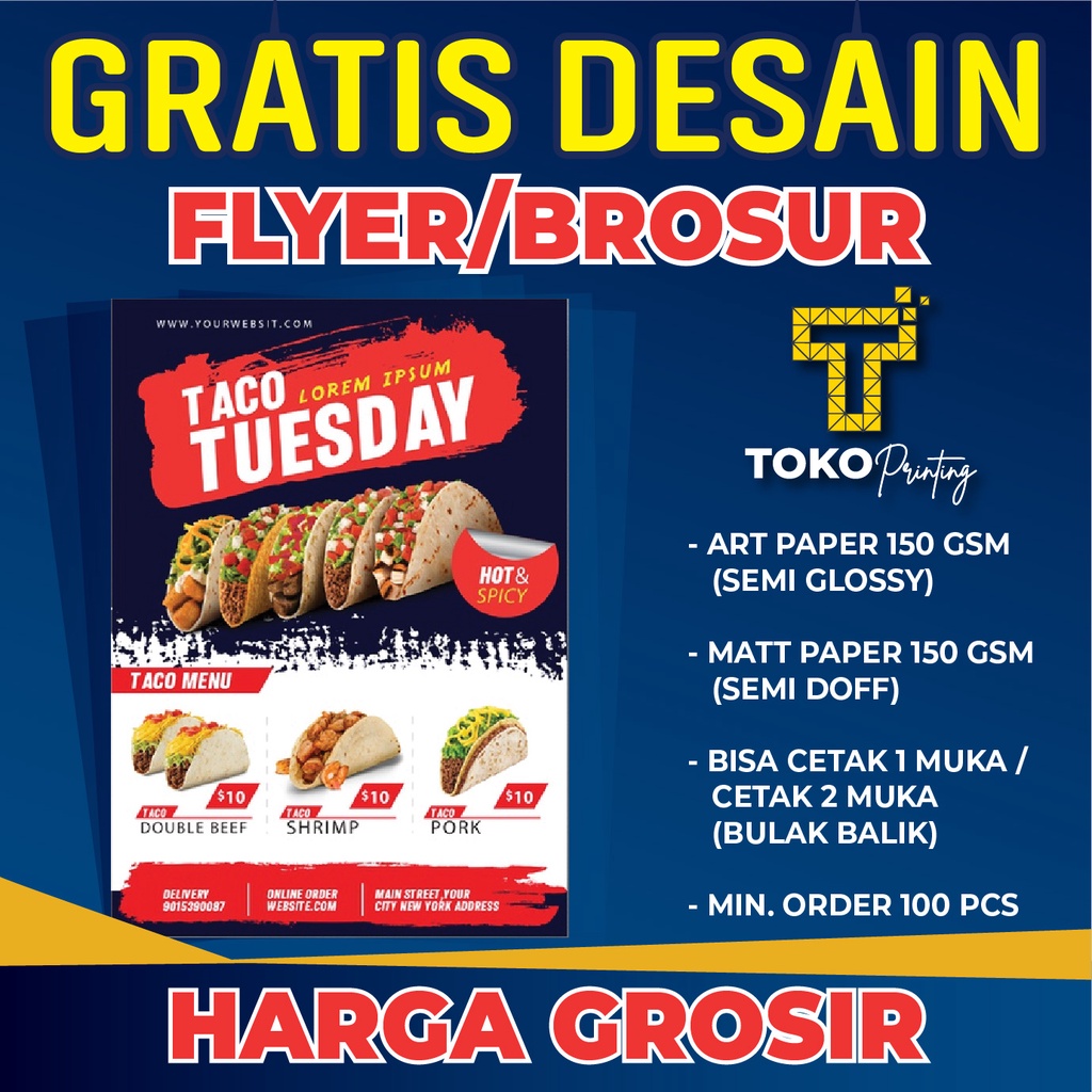 

BROSUR / FLYER GRATIS DESAIN ART PAPER 150 GSM A4, A5, A6, A7