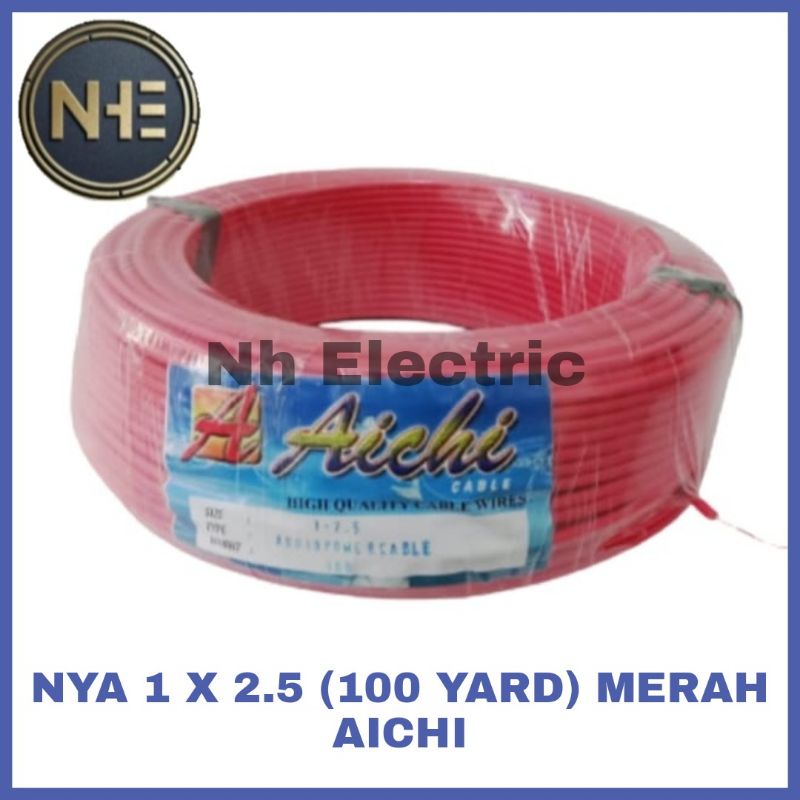 Kabel Listrik Nya 1x2,5mm Merah 100 Yard Aichi - Kabel Kawat Tunggal 1x2.5mm 100Y Red Aichi