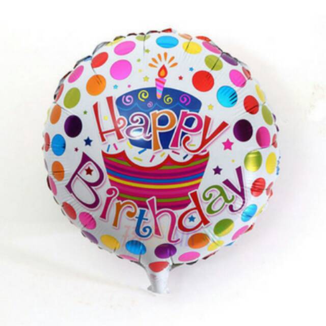 Balon Happy birthday bulat polka 40cm ml