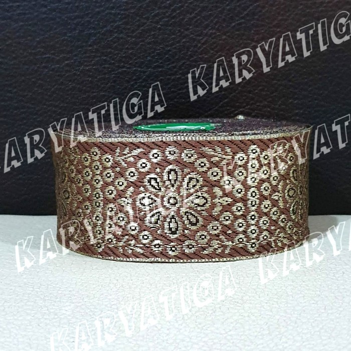 Pita Gamis Motif Matahari Lebar 4.5 cm - Coklat Tua (17 Yard)