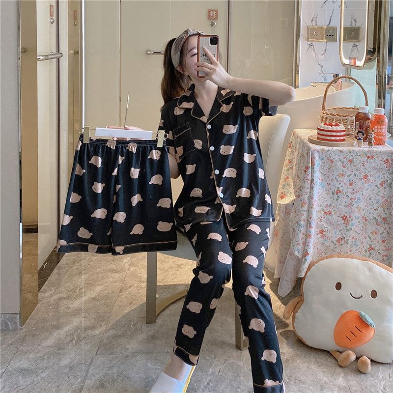 DW-34CP Baju Tidur Wanita 3in1 Bahan Kaos premium / Piyama Dewasa