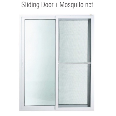 HOFFEN Pintu Rumah Sliding, Swing, Buka Tutup Bahan UPVC Exterior 1600X2050 + kasa nyamuk
