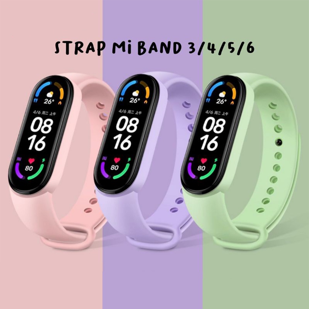 Strap MiBand 3/4/5/6 Strap Silicone Tali Pengganti Xiaomi Mi Band 3/4/5/6 Warna Polos AH033 -  ACS