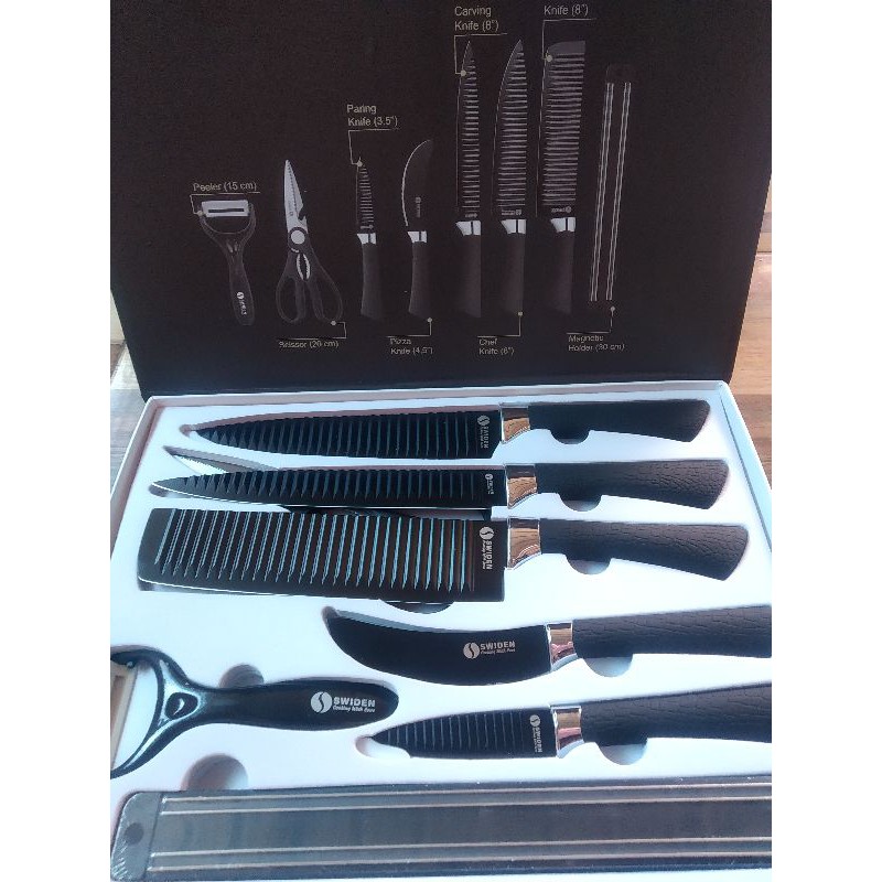 SWIDEN set pisau dapur lengkap knife set  premium free asahan