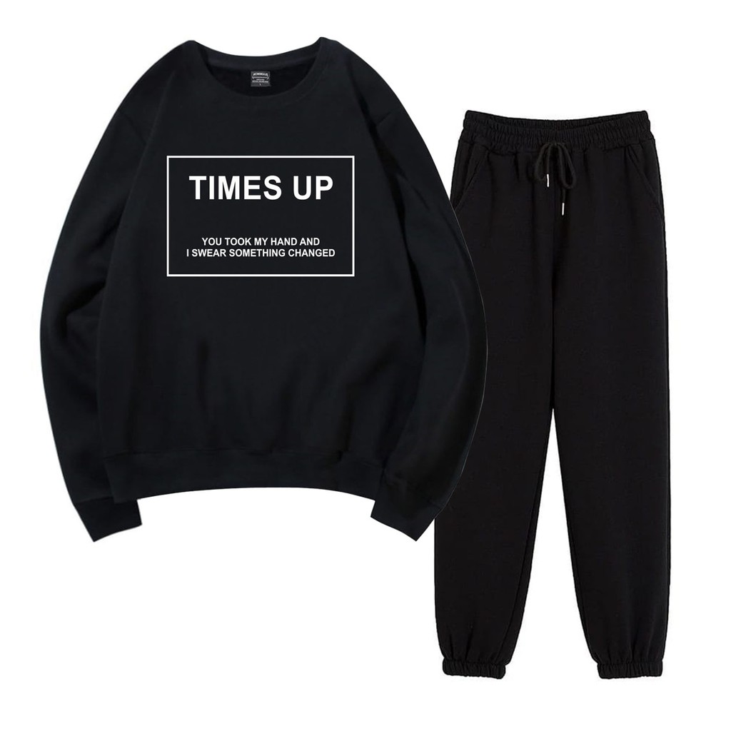 BESS - Setelan Set Jogger Wanita / Setelan Set TIMES UP-Hitam + Jogger