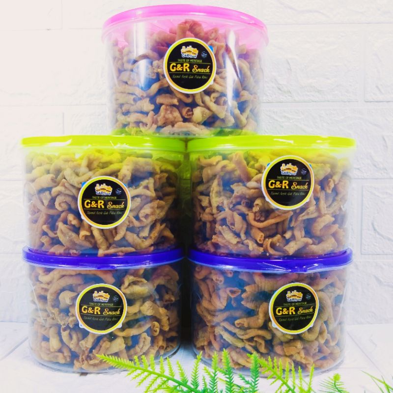 

Keripik Usus Kemasan Toples 400gr Cemilan Asin Gurih