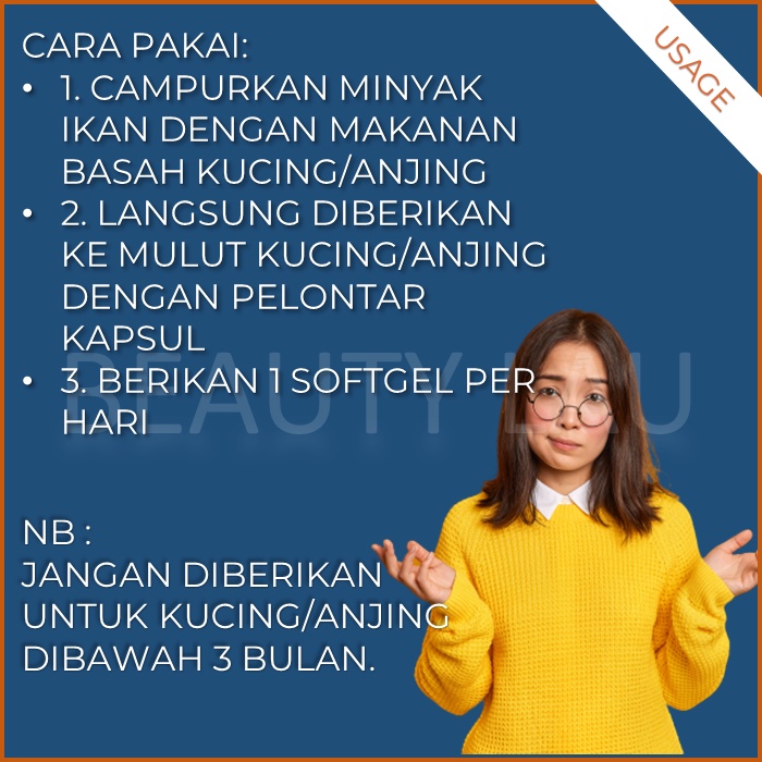 KAREIN VITAMIN BULU FISH OIL KUCING ANJING PERAWATAN OBAT MINYAK IKAN OMEGA 3 FISH OIL COD LIVER