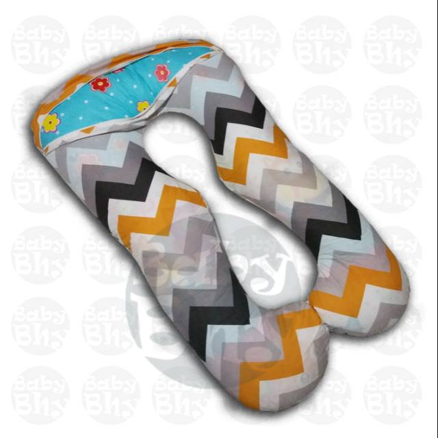 Bantal Hamil + Sarung Bantal, Kain Katun Motif, Isi dakron silikon