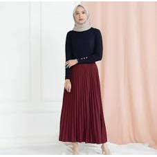 Rok plisket panjang premium  Jumbo rample besar/ rok plisket panjang mayung