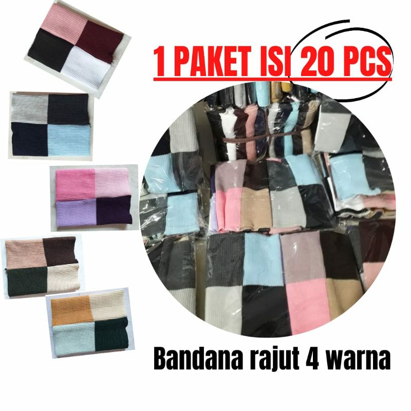 bandana ciput rajut 4 warna  promo ( 1 PAKET ISI 20 PCS )