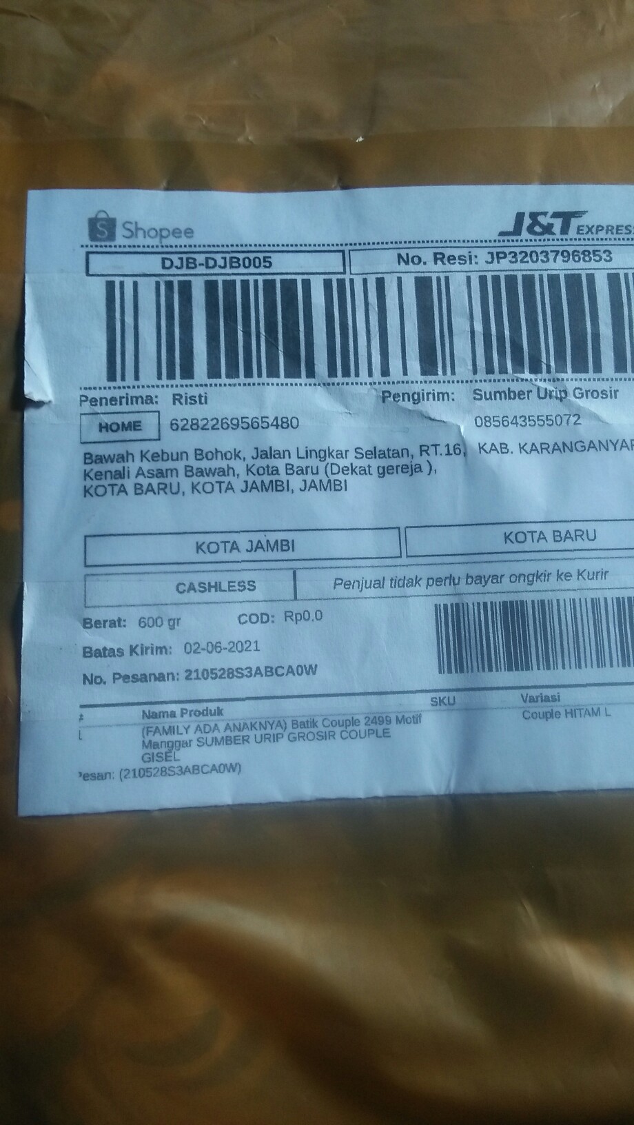 (family Ada Anaknya) Batik Couple 2499 Motif Manggar Sumber Urip Grosir Couple Gisel