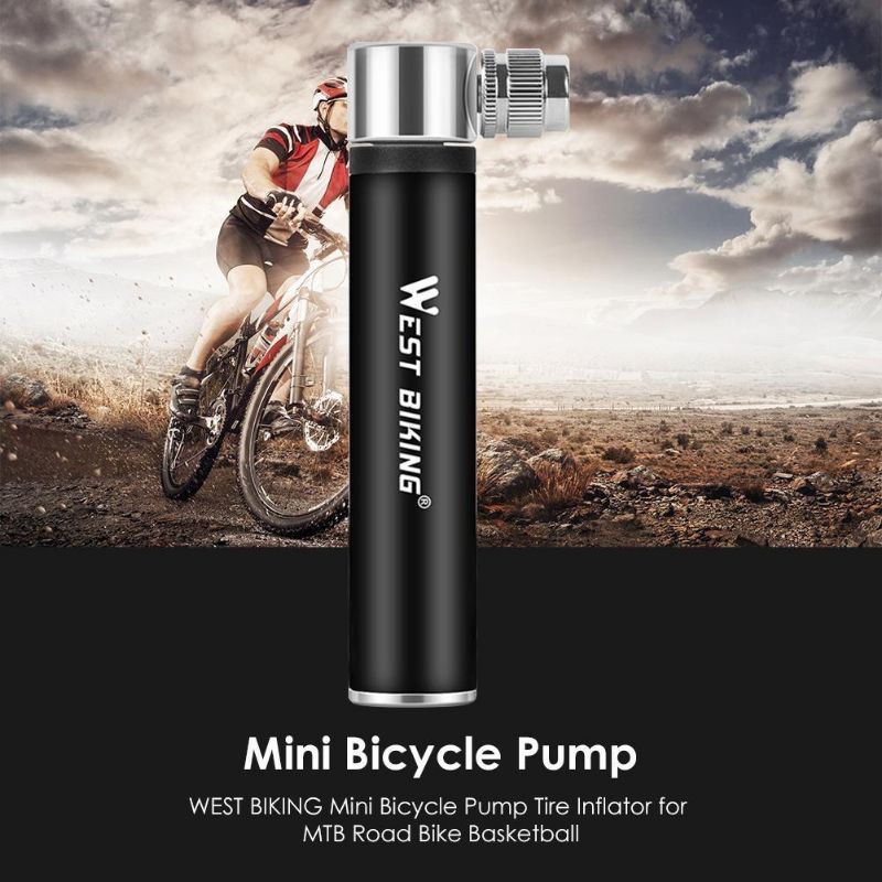 West Biking Pompa Angin Mini MTB Bahan Aluminum Alloy Untuk Ban Sepeda / Bola Basket