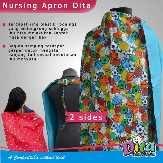 Celemek Menyusui Nursing Apron Dita 1 DAN 2 Lapis Ada kantong apron menyusui penutup menyusui bayi