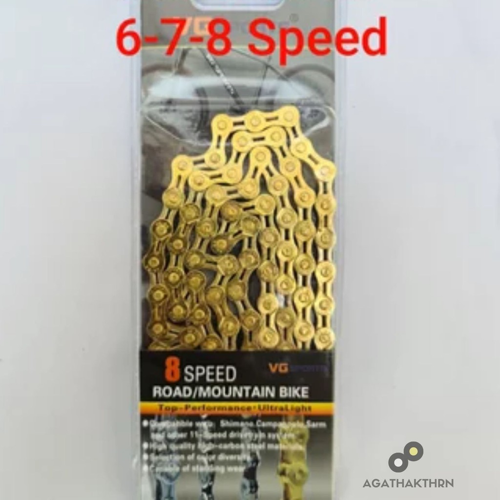 VG Sports Rantai Sepeda 8 Speed Half Hollow Gold / Bicycle Chain / Not KMC YBN Shimano