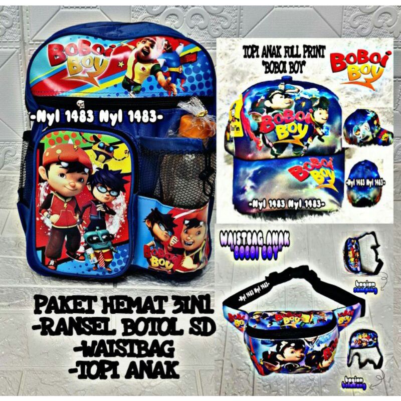 paket hemat tas ransel anak sekolah laki laki karakter Free fire Marvel mobile legend