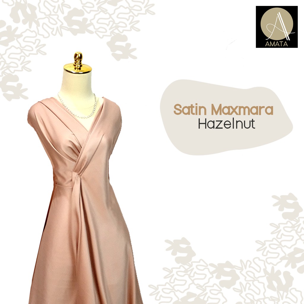 1/2 meter Kain Satin Maxmara / Sateen Velvet Premium Hazelnut Amata