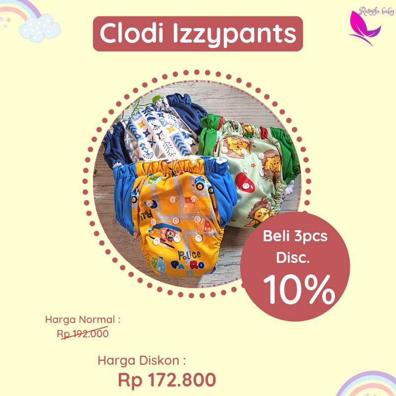 Klodiz Izzipant Clodi Popok Kain Popok Celana Pampers Hemat 5 - 20 kg