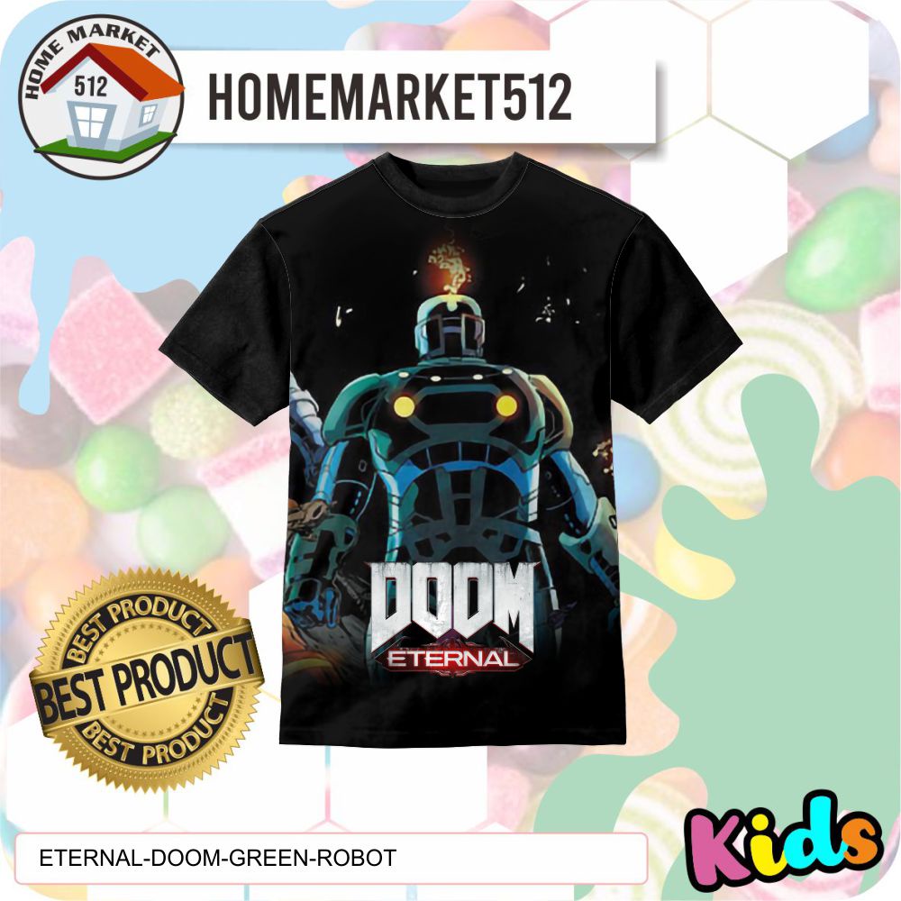 Kaos Anak Eternal Doom Green Robot - Kaos Anak Kartun | HOMEMARKET-0