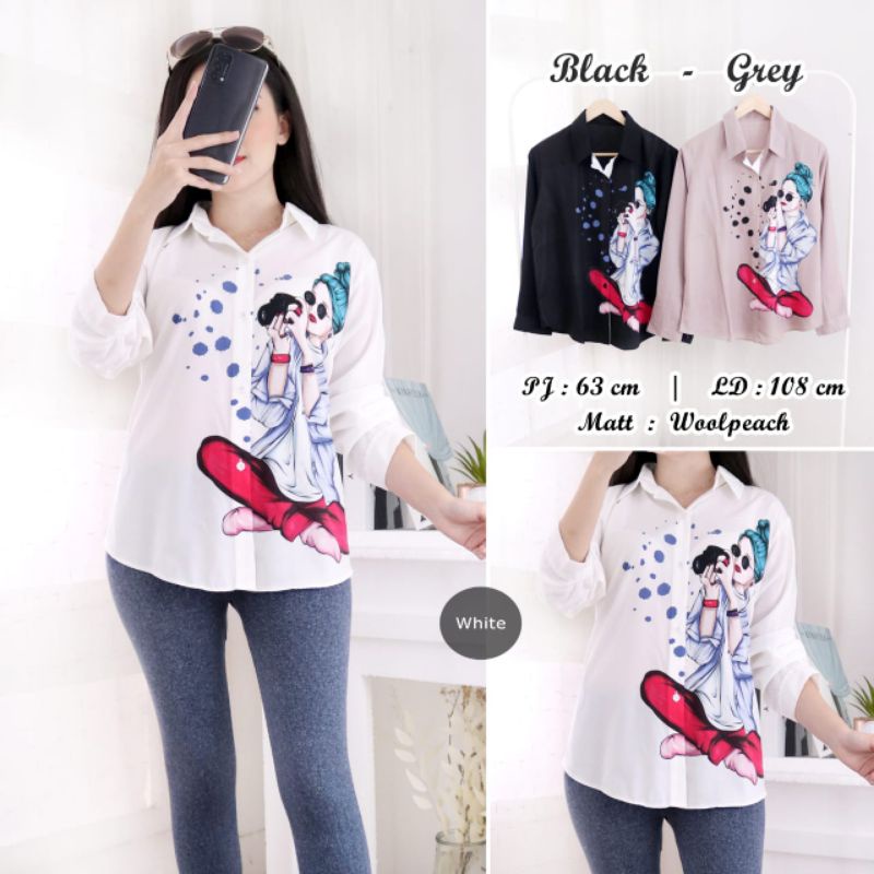 Kemeja cantik woolpeach import