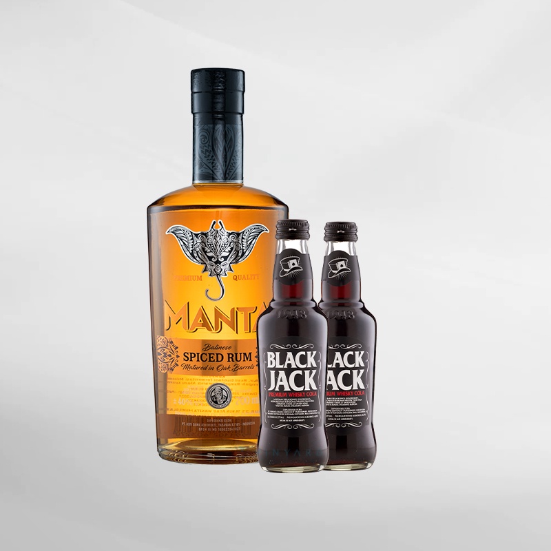 Promo Bundling Manta Spiced Rum 700 ml + 2 Botol Black Jack 275ml ( Original &amp; Resmi By Vinyard)