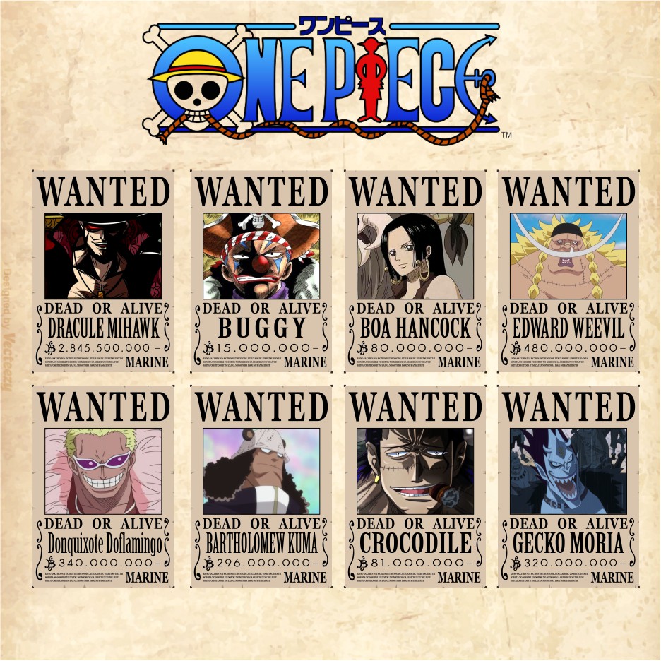 Poster Wanted One Piece Mugiwara (1set poster)-Shicibukai