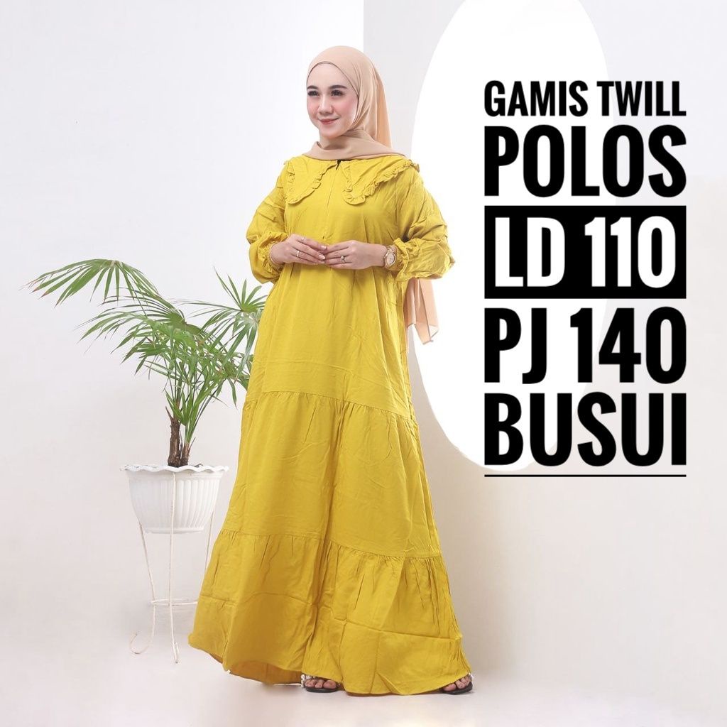 Gamis Dress Abaya Polos Wanita Lengan Panjang Twill Ori Pekalongan Busui Friendly Stylish Kekinian T