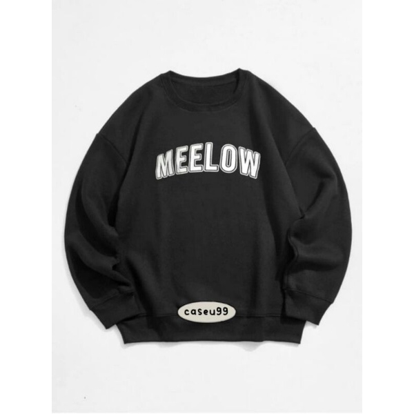 sweater meelow hitam dark black aesthetic swag Harajuku// crewneck sweetshirt wanita perempuan cewe bahan fleece// sweater distro viral