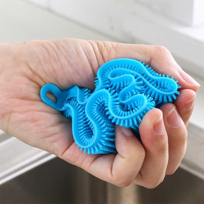 Spons Cuci Piring Silikon Bulat / Spon Silicon Pembersih Serbaguna Spons Lembut