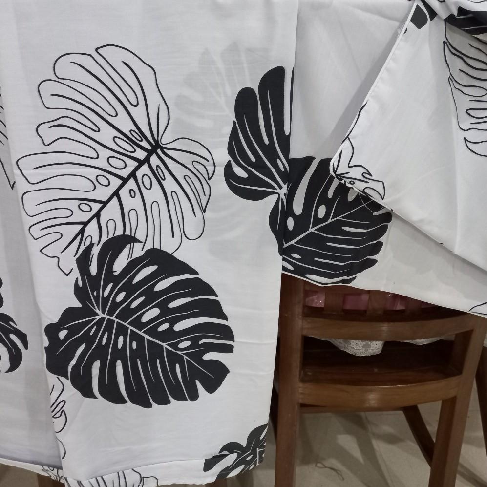Bed Cover Set Motif Monstera Katun Lokal Star Ukuran King Size Queen Dan Single