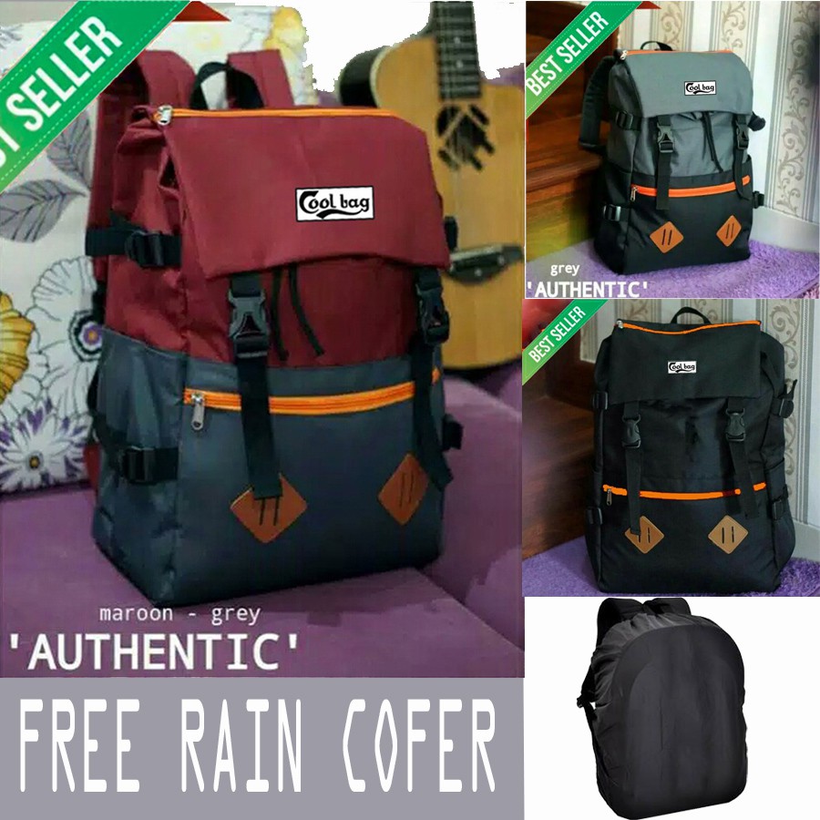 Tas Travel Tas Sekolah Tas Laptop CoolBag Authentic  Tas Ransel Korean Backpak Style Free rain Cover