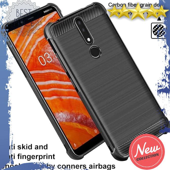 CASING HP NOKIA 3.1 PLUS SOFT CASE BRUSHED CARBON ANTI KNOCK