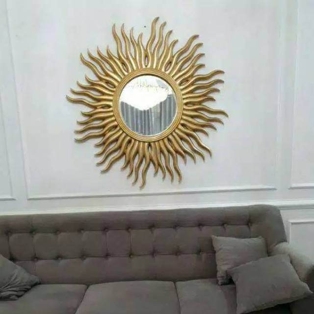 Cermin kaca vigura cermin matahari ukir jati