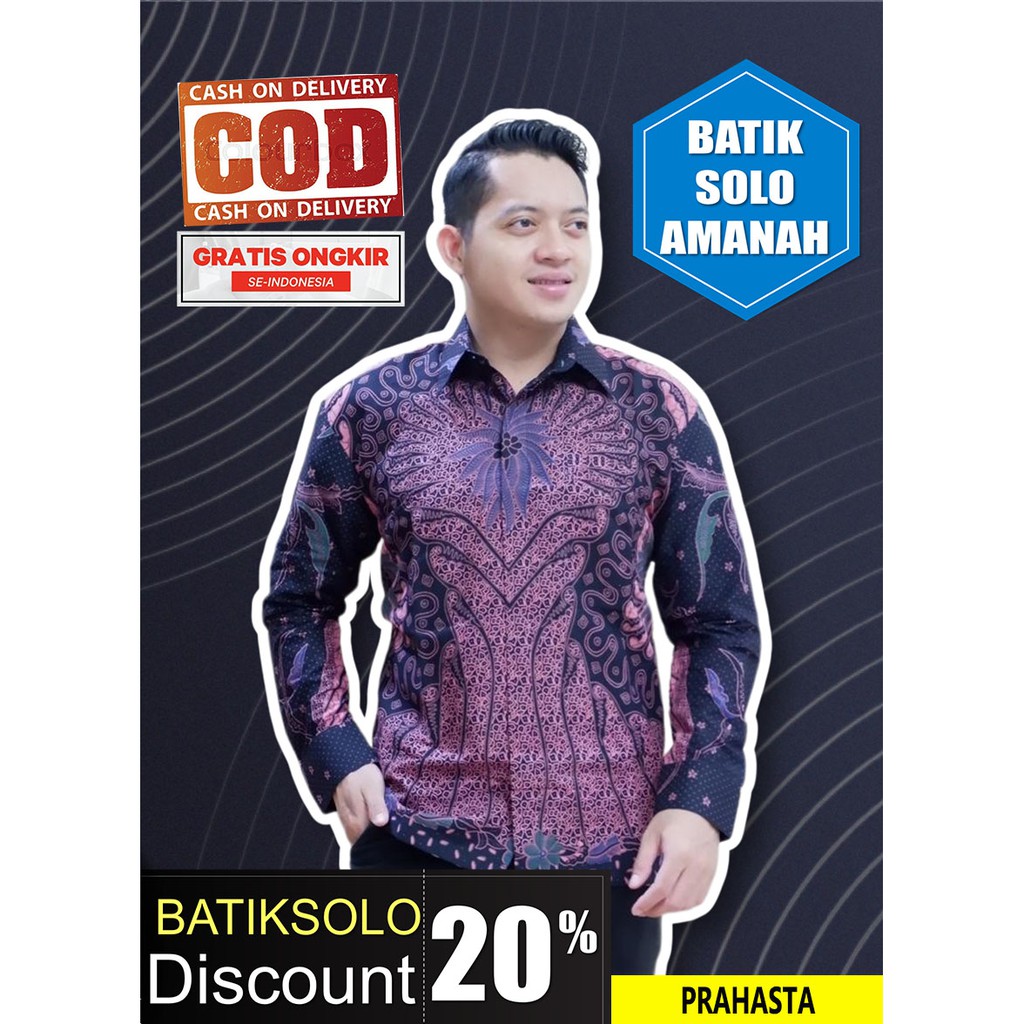 PRAHASTA BATIK INDONESIA KEMEJA BATIK PRIA SOLO LENGAN PANJANG LAPIS FURING ATASAN PREMIUM MODERN KATUN HALUS JAYANEGARA 3 BUNGA KAPAS INDRASUTA DHARMAYANA SOGAN 2 WISNUTAMA CITRAPATA NAGAELANG RED 2 LESMANA MERAH PLENJAK BIRU PRADHIFTA BATIK SOLO